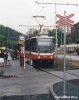 Rekonstrukce zastávky  »Podlesí« v Komíně byla ukončena v průběhu května Na snímku z 26. 5. 2000 právě ze zastávky odjíždí tramvaj KT8D5N evid. č. 1731 na lince č. 1 - Ladislav Kašík. 