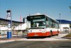 Od poloviny května 2006 je v provozu nový autobusový terminál u obchodního centra Olympia v Modřicích. Původní nástupiště (na snímku s autobusem linky 49 evid. č. 7323 v roce 2001) je nyní postupně odstraňováno, na dalším fotografii je nový terminál s elegantně navrženou střechou (a s autobusem bezplatné Olympia linky) a na posledním snímku je autobus evid. č. 7637 linky 78, jejíž nástupní zastávka je mimo zastřešenou část. Všechny označníky zastávek jsou vybaveny světelnými displeji ukazujícími označení linky a přesný čas. Foto 15. 6. 2006 © Jiří Mrkos.