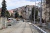Pohled na rekonstruovanou trať na Údolní ulici nad křižovatkou s Grohovou a Všetičkovou ulicí, v pozadí Špilberk. Foto 3. 3. 2019 © Ladislav Kašík.