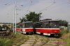 V červnu byly do Brna dovezeny od pražského dopravního podniku ojeté tramvaje typu T6A5. Na fotografii jsou u ústředních dílen v Medlánkách zachyceny 15. 6. 2019 právě dovezené vozy evid. č. 8676 (budoucí 1227) a 8681 (budoucí 1228). Foto © Lukáš Novotný.